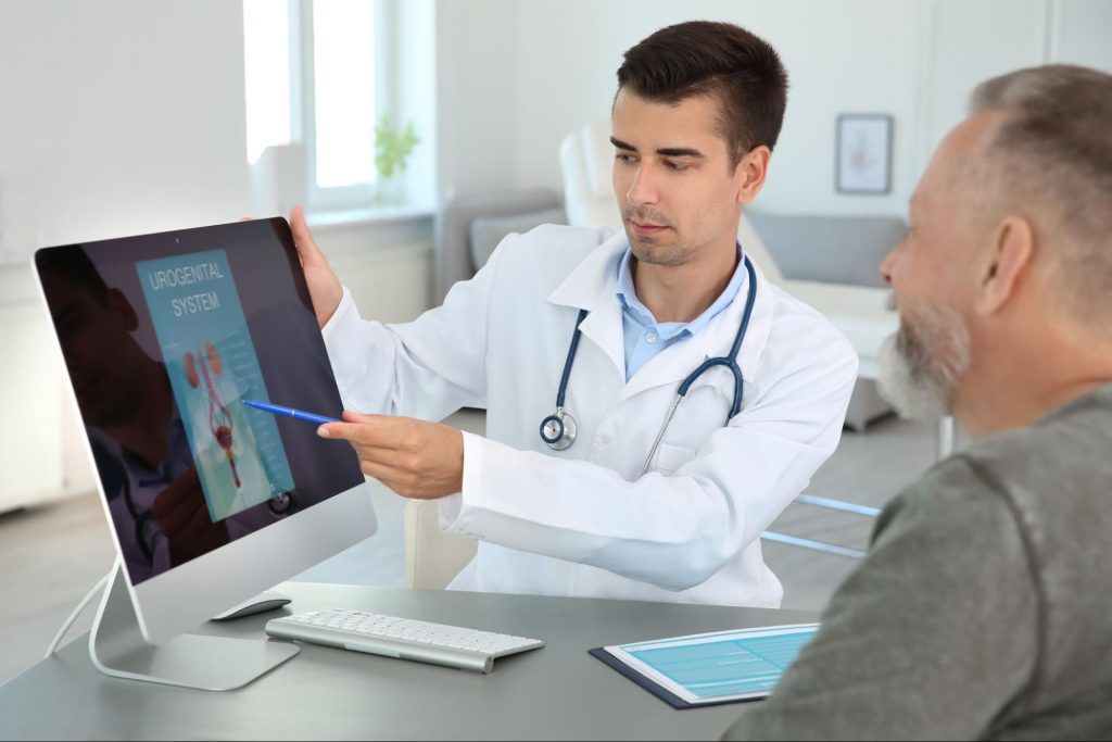 A doctor talking to his patient about Rezum